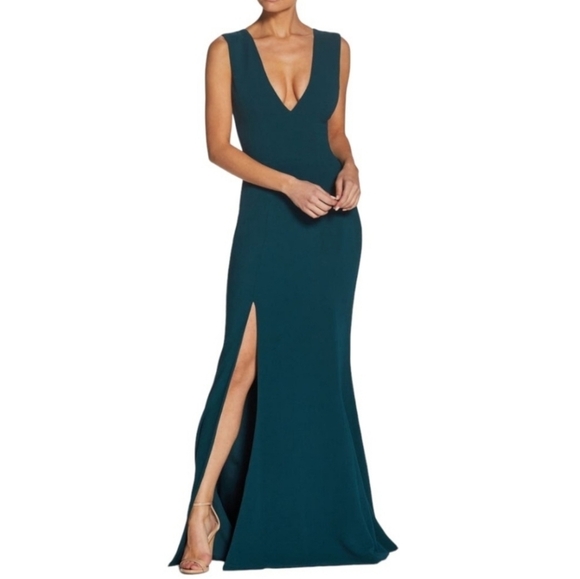 Dress The Population Sandra Stretch Crepe Slit Maxi Gown - Picture 4 of 16